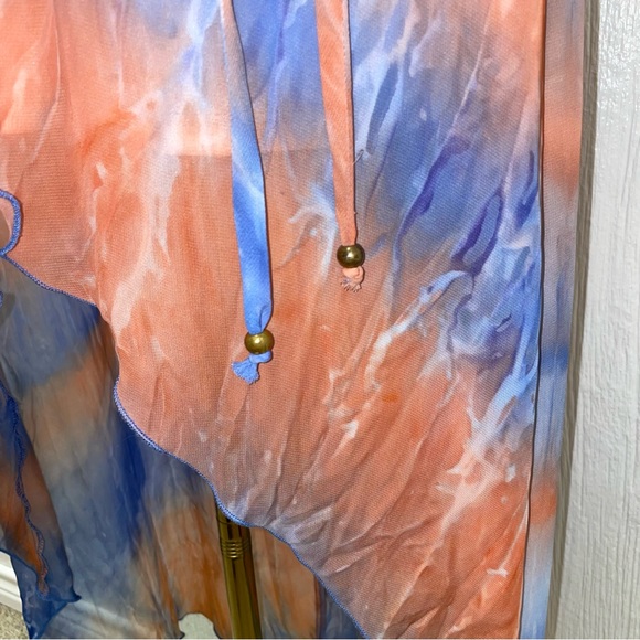 Paper Doll Dress! Size Medium! Evening Cocktail Party Hi-Lo Pastel Watercolor - Picture 4 of 16